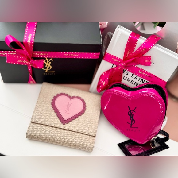 Yves Saint Laurent Handbags - Yves Saint Laurent Wallet Bundle -Bifold Rive Gauche Pink Heart Leather